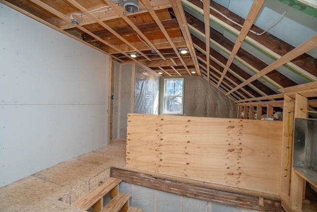 view of unfinished attic