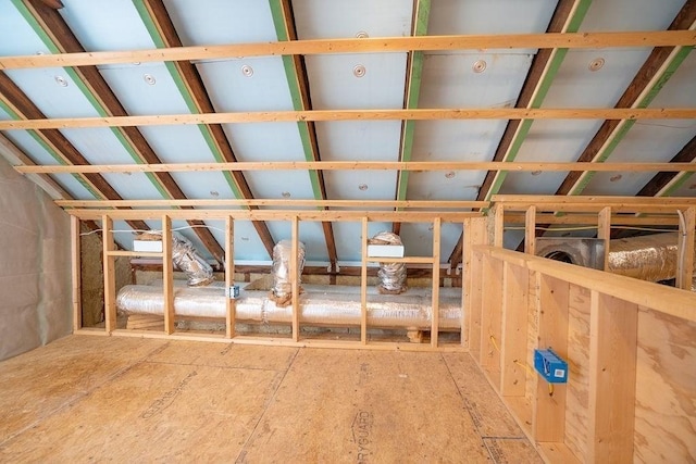 view of unfinished attic