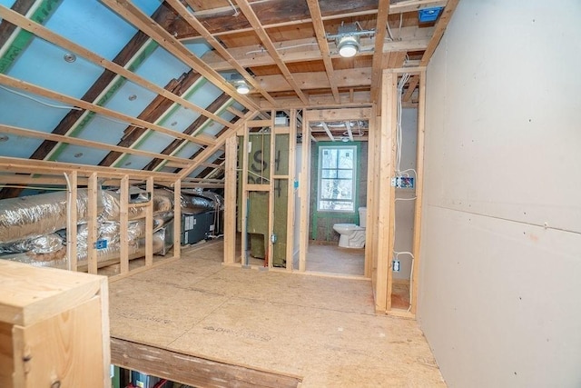 view of unfinished attic