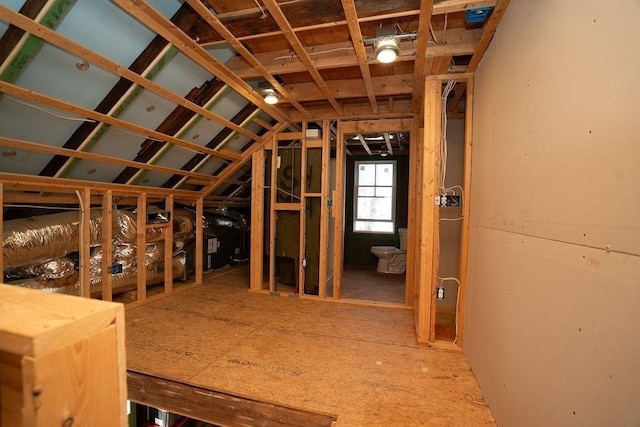 view of unfinished attic