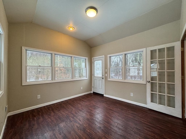 2248 Washington St, East Bridgewater, MA 02333 - spare room featuring vaulted ceiling, baseboards, and wood finished floors