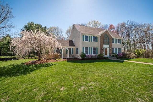 colonial house with a front lawn