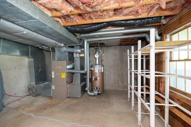 basement featuring water heater