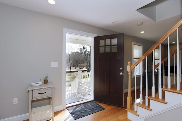 entrance foyer featuring light hardwood / wood-style floors