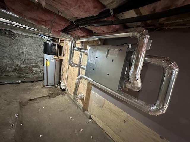 utility room with water heater