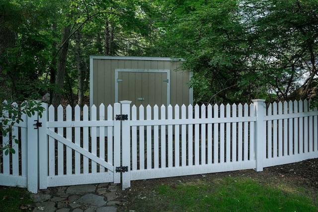 74 Dedham St, Newton, MA 02461 - gate with a storage unit