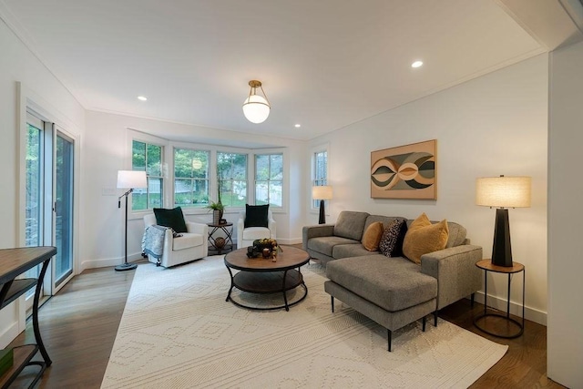 74 Dedham St, Newton, MA 02461 - living room with wood finished floors and recessed lighting