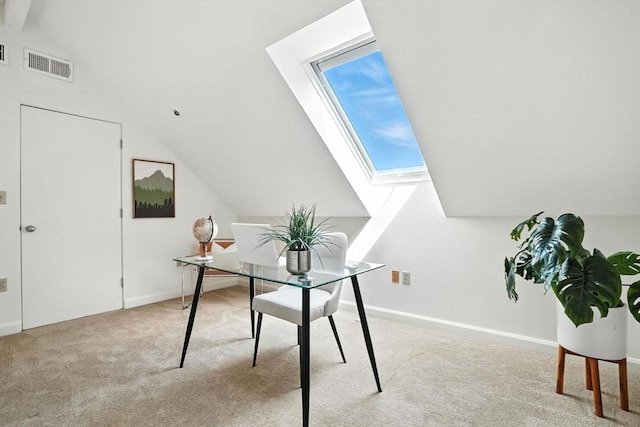 109 Governor Winthrop Rd Unit 109, Somerville, MA 02145 - carpeted home office featuring vaulted ceiling and a skylight