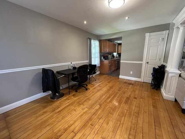 14 Waldo Ct, Haverhill, MA 01835 - office with decorative columns, light wood-type flooring, and recessed lighting