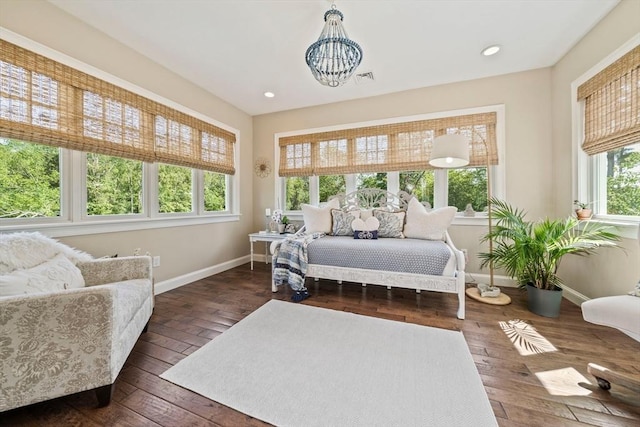 31 Chittenden Ln Unit 31, Cohasset, MA 02025 - bedroom featuring hardwood / wood-style floors, a chandelier, and recessed lighting