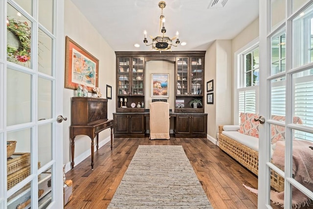 31 Chittenden Ln Unit 31, Cohasset, MA 02025 - home office with a chandelier, recessed lighting, and dark wood-type flooring