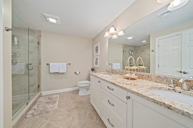 31 Chittenden Ln Unit 31, Cohasset, MA 02025 - bathroom featuring double vanity, a shower stall, and tile patterned floors