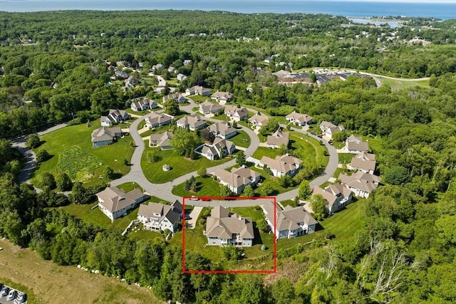 31 Chittenden Ln Unit 31, Cohasset, MA 02025 - aerial perspective of suburban area with a heavily wooded area and property parcel outlined