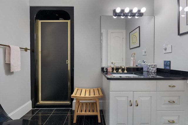 11 Fairway Dr, Andover, MA 01810 - full bath with vanity, granite floors, and a stall shower