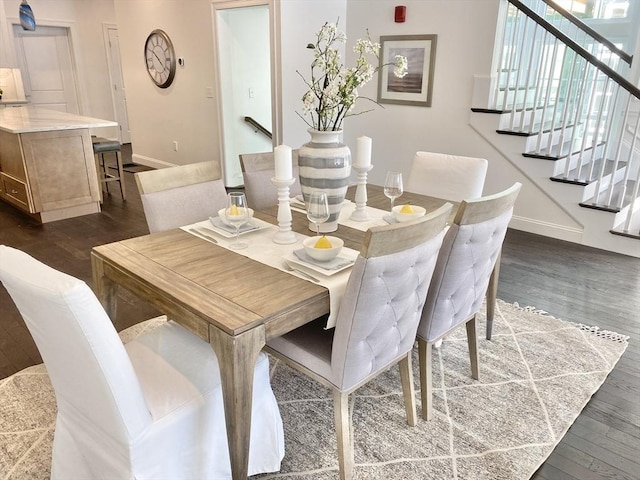 206 W Main Unit 3, Georgetown, MA 01833 - dining room with dark wood-style flooring, stairs, and baseboards