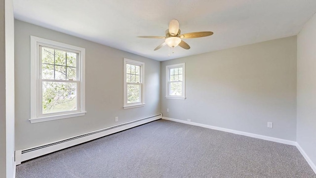 12 Prouty Ln, Rutland, MA 01543 - spare room featuring a baseboard radiator, healthy amount of natural light, baseboards, and carpet