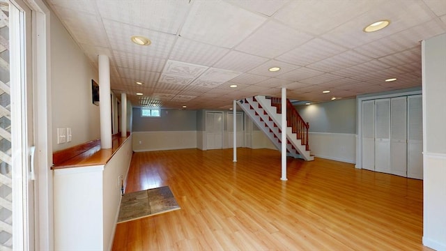 12 Prouty Ln, Rutland, MA 01543 - basement featuring stairway, wood finished floors, and recessed lighting