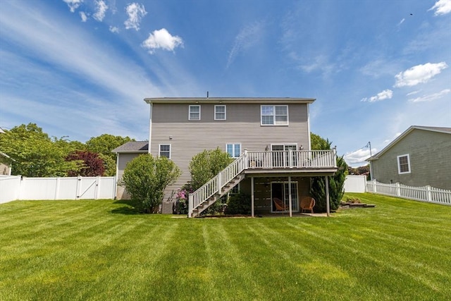 169 Braeburn Rd, East Longmeadow, MA 01128 - rear view of house featuring stairway, a deck, and a gate