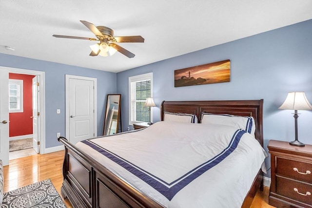 169 Braeburn Rd, East Longmeadow, MA 01128 - bedroom with light wood finished floors, baseboards, and ceiling fan