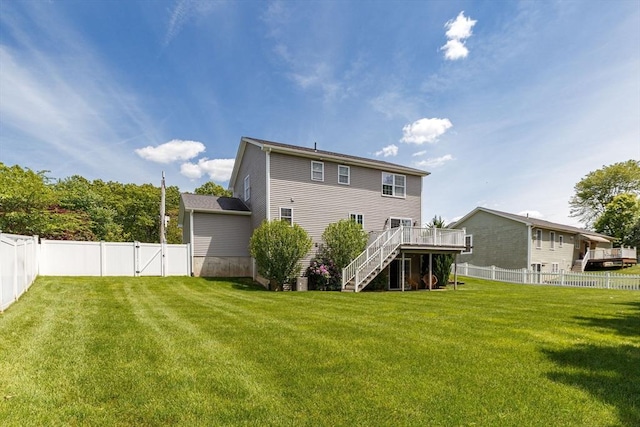 169 Braeburn Rd, East Longmeadow, MA 01128 - rear view of property featuring stairs, a deck, and a gate
