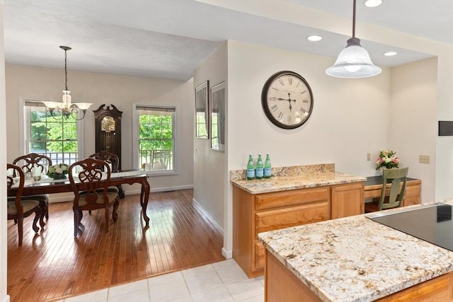 31 Swing Dr, Berkley, MA 02779 - dining room with a chandelier, light wood-style flooring, and recessed lighting