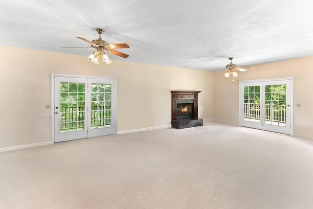 31 Swing Dr, Berkley, MA 02779 - unfurnished living room with a ceiling fan, carpet floors, and a high end fireplace