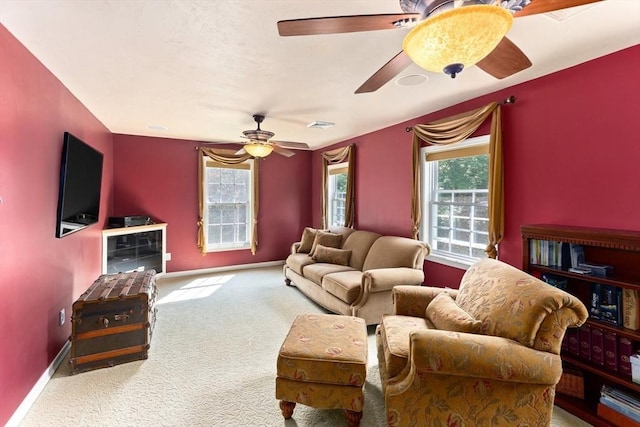 31 Swing Dr, Berkley, MA 02779 - carpeted living area featuring a ceiling fan and baseboards