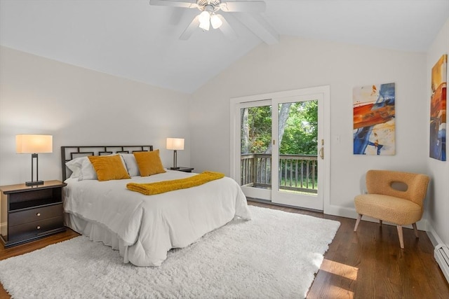 8 Winthrop Ave, Bedford, MA 01730 - bedroom featuring dark wood finished floors, access to exterior, baseboard heating, and ceiling fan