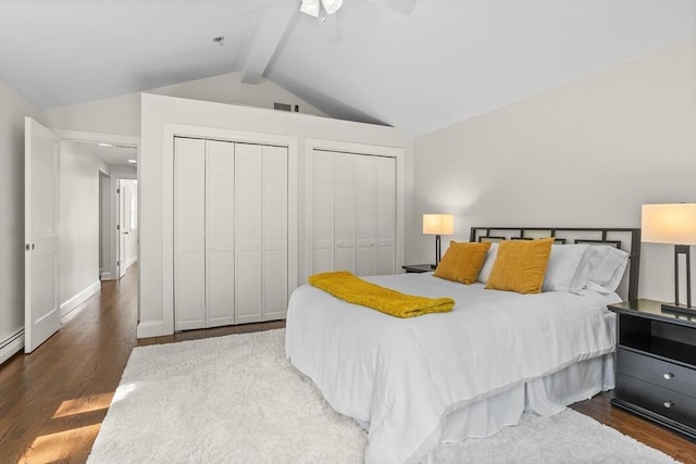 8 Winthrop Ave, Bedford, MA 01730 - bedroom with multiple closets, wood finished floors, and ceiling fan