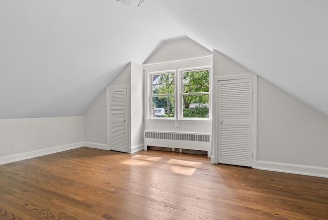 8 Winthrop Ave, Bedford, MA 01730 - additional living space featuring radiator, wood finished floors, and lofted ceiling