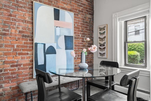 48 Kent St Unit 1, Brookline, MA 02445 - dining room featuring brick wall