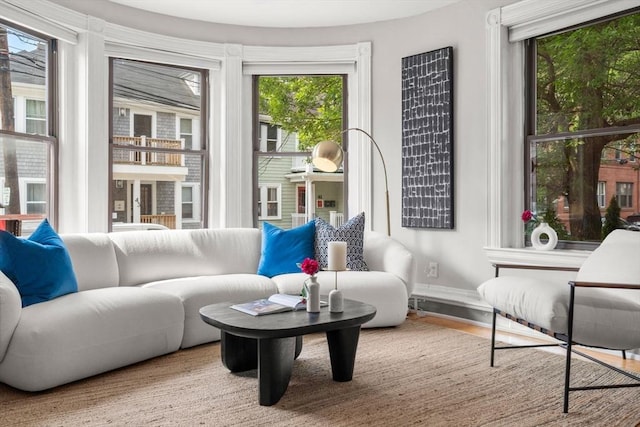 48 Kent St Unit 1, Brookline, MA 02445 - living room featuring baseboards and wood finished floors