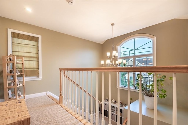 578-580 Detroit St, Fall River, MA 02721 - hall with a chandelier, plenty of natural light, baseboards, and carpet flooring