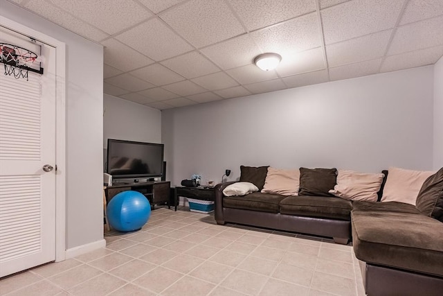 578-580 Detroit St, Fall River, MA 02721 - living room featuring a paneled ceiling and light tile patterned flooring