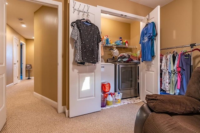 578-580 Detroit St, Fall River, MA 02721 - laundry room with washing machine and clothes dryer, carpet, baseboards, and recessed lighting