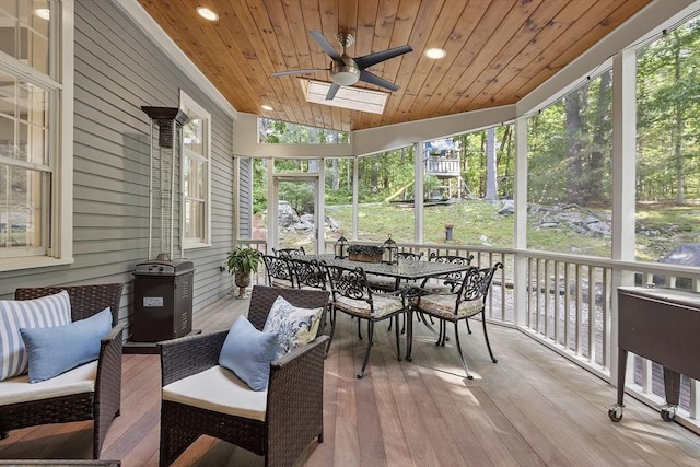 62 Waite Rd, Boxborough, MA 01719 - sunroom with outdoor dining space, a ceiling fan, and healthy amount of natural light
