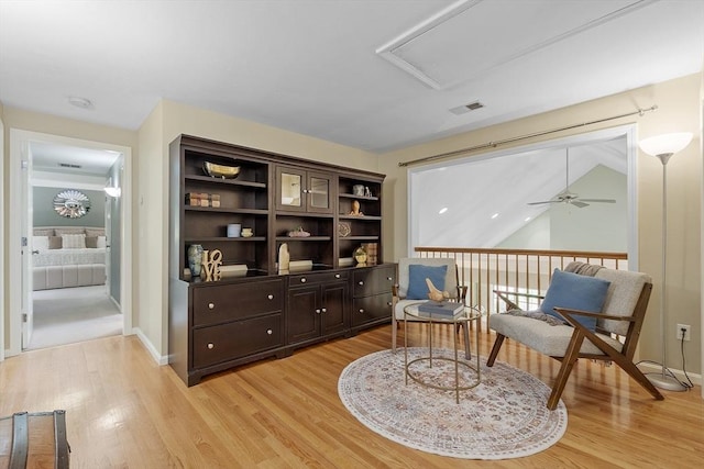 62 Waite Rd, Boxborough, MA 01719 - sitting room featuring ceiling fan and light wood-style floors