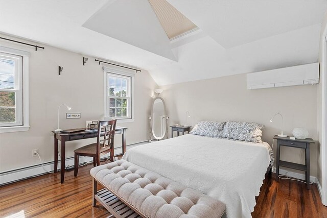 17 Lantern Ln, Leominster, MA 01453 - bedroom with wood finished floors, lofted ceiling, and an AC wall unit