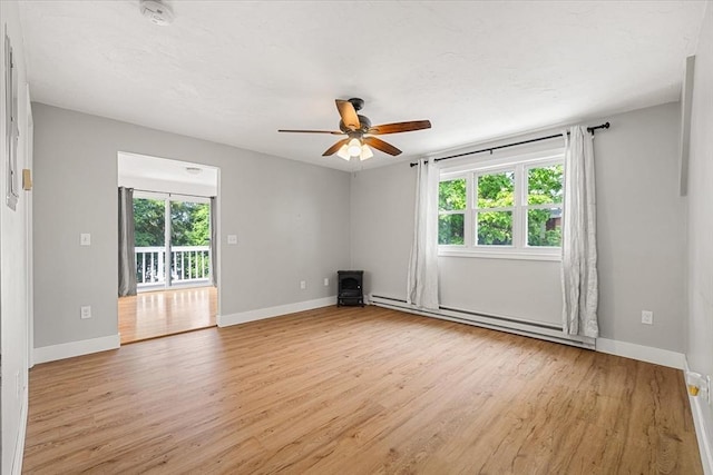 30 Whipple St, Worcester, MA 01607 - spare room with baseboard heating, a smoke detector, light wood finished floors, and a ceiling fan