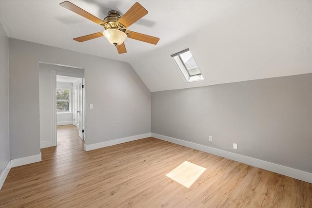30 Whipple St, Worcester, MA 01607 - bonus room with a skylight, light wood-type flooring, lofted ceiling, and ceiling fan