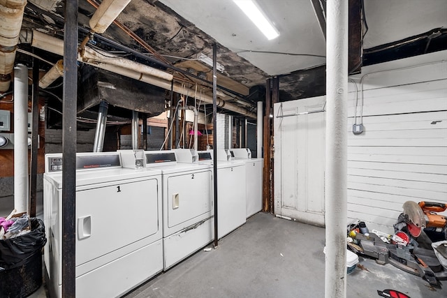 basement featuring separate washer and dryer