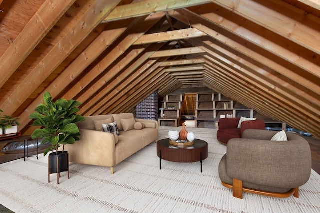 view of unfinished attic