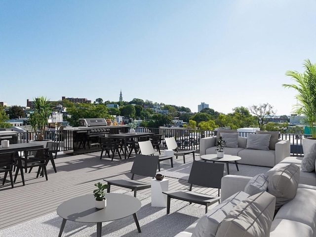 view of patio / terrace with outdoor lounge area and a wooden deck
