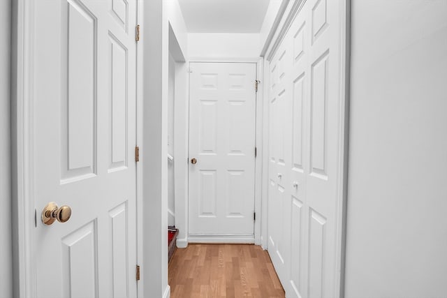 hall featuring light wood-type flooring