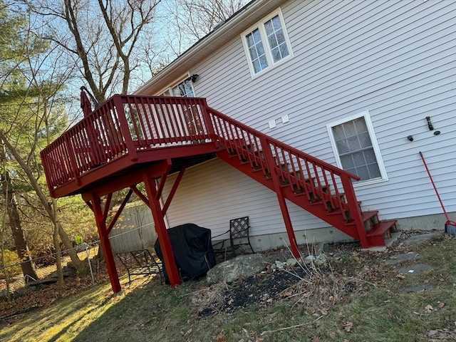 wooden deck with grilling area