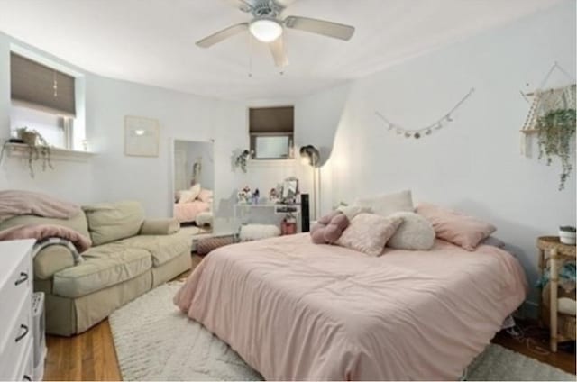 15 Trowbridge St Unit 12A, Cambridge, MA 02139 - bedroom featuring wood finished floors and a ceiling fan