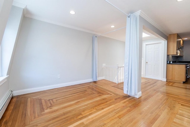 12 Springer St Unit 3, Boston, MA 02127 - spare room with a baseboard radiator, ornamental molding, and recessed lighting