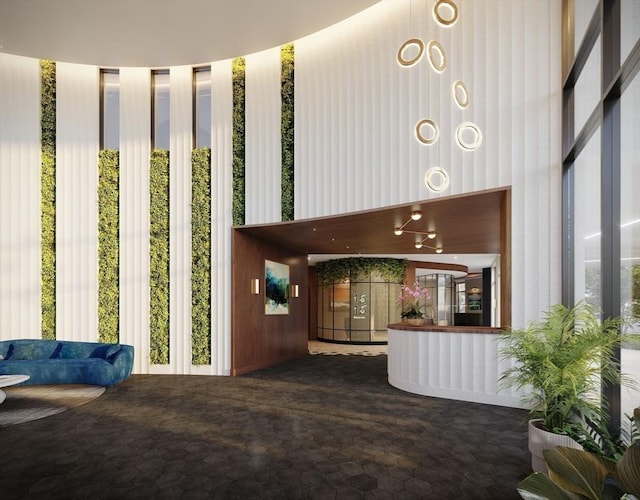 building lobby featuring a high ceiling