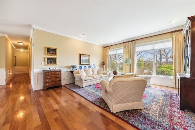 45 Joshua Rd, Wrentham, MA 02093 - living area with crown molding, wood finished floors, and wainscoting