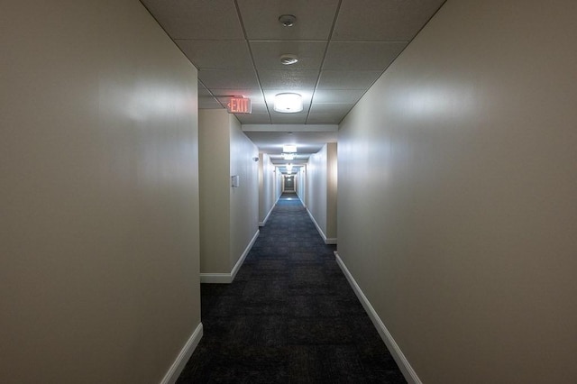 3302 Briarwood Vlg Unit 3302, Clinton, MA 01510 - hall with a drop ceiling and dark carpet